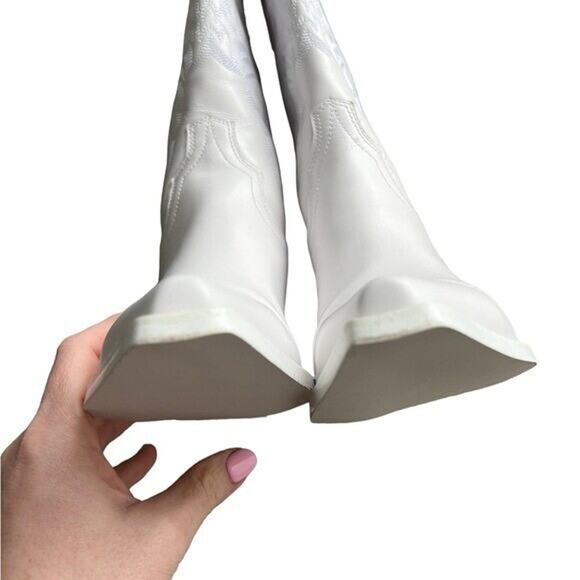 Jeffrey Campbell x Revolve - NIB Dagget Cowboy Boot in White Combo Sz 7.5 - Picture 12 of 16